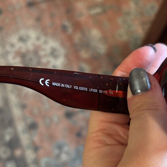 Vintage Y2K Yves Saint Laurent YSL 6207 Burgundy Red Sunglasses - Picture 7 of 10